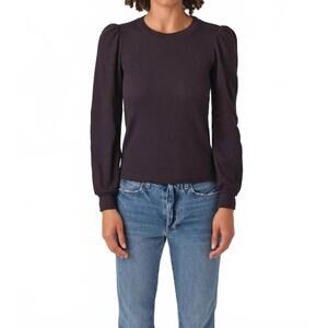 NEW AMO girly thermal long sleeve top in vintage black